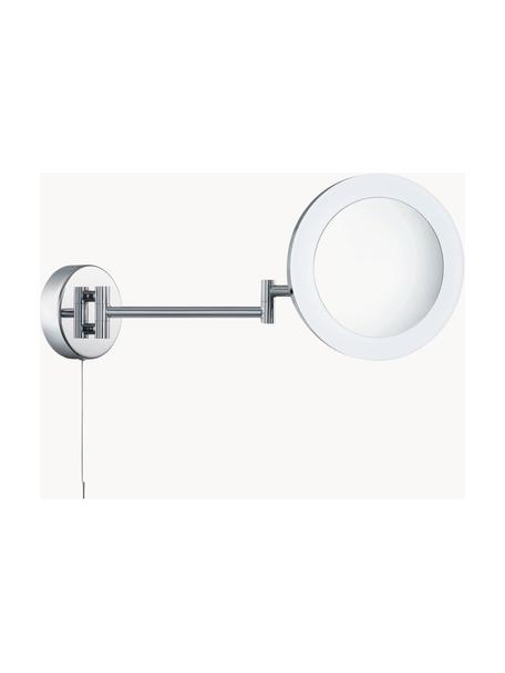 LED-make-up spiegel Magnifying met vergroting, Frame: gecoat staal, Zilverkleurig, B 40 x H 20 cm