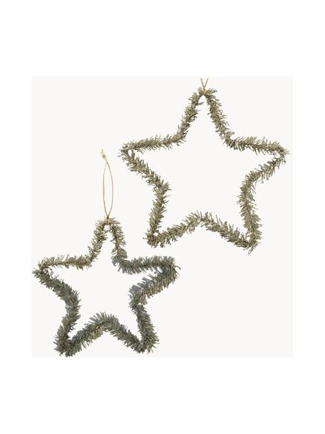 Étoile de Noël à suspendre Erin, 2 élém., Plastique, Couleur dorée, Lot de différentes tailles