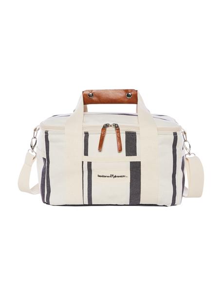 Chladiaca taška Retro, 40 % bavlna, 40 % polyester, 15 % recyklovaný PVC, 5 % koža, Čierna, krémovobiela, Š 32 x V 20 cm
