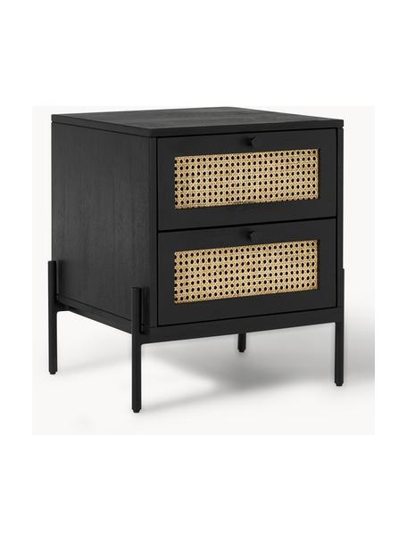 Comodino con cassetti Vienna, Piedini: metallo verniciato a polv, Legno di mango, nero, Larg. 45 x Alt. 55 cm