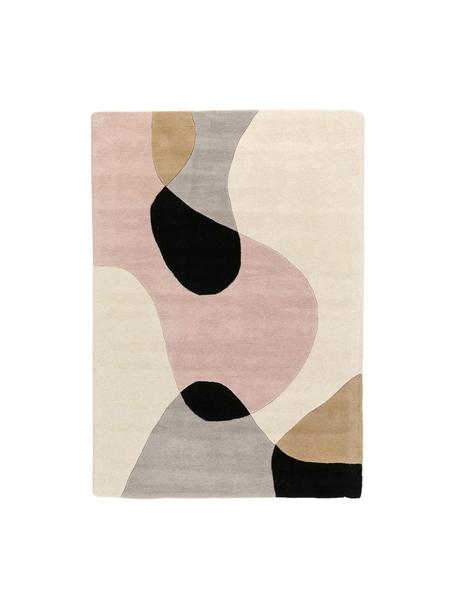 Tappeto in lana taftato a mano con motivo geometrico Matrix Arc, Retro: 100% cotone Certificato s, Tonalità beige, grigio chiaro, nero, Larg. 120 x Lung. 170 cm (taglia S)