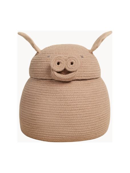 Aufbewahrungskorb Peggy the Pig mit Deckel, handgefertigt, 67 % Baumwolle, 33 % Polyester, recycelt, Peggy the Pig, Ø 32 x H 30 cm