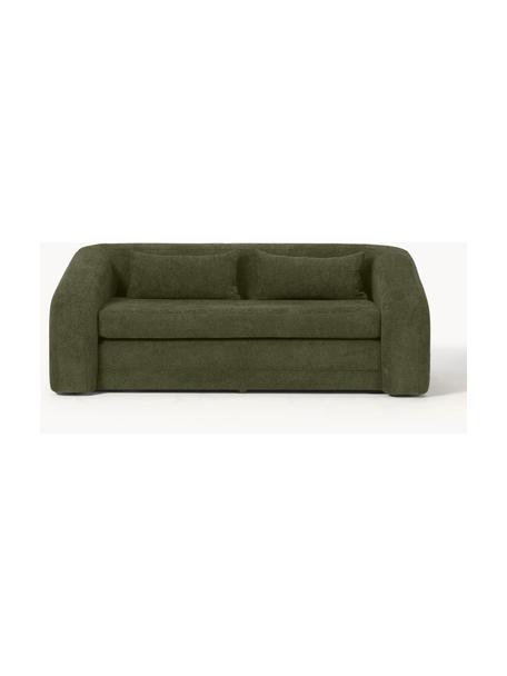 Pohovka na spanie z plyšového buklé Eliot (2-miestna), Plyšová buklé tmavozelená, D 180 x Š 100 cm