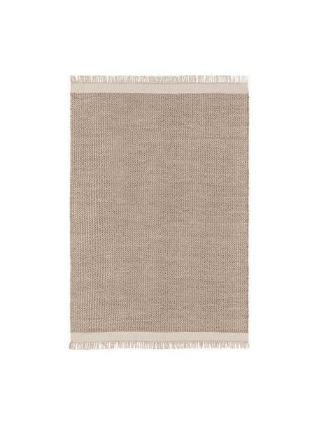 Ručne tkaný vlnený koberec so strapcami Kim, 80 % vlna, 20 %  polyester

V prvých týždňoch používania môžu vlnené koberce uvoľňovať vlákna, tento jav zmizne po niekoľkých týždňoch používania, Odtiene běžovej, Š 120 x D 170 cm (veľkosť S)