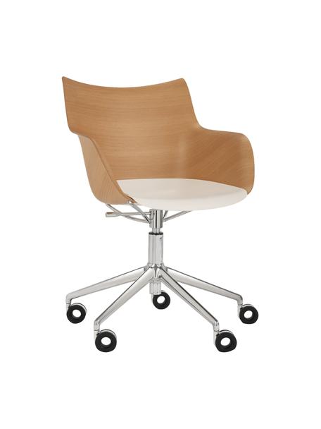 Pracovná stolička s opierkami Q/WOOD, Drevo, biela, Š 62 x H 60 cm