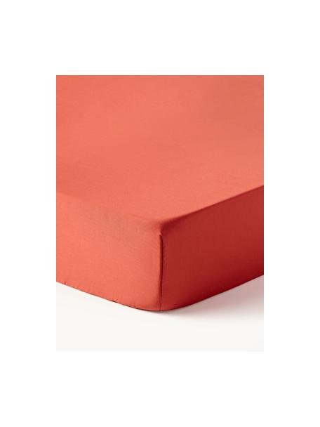 Sábana bajera de cubrecolchón de satén Comfort, Rojo óxido, Cama 200 cm (200 x 200 x 15 cm)