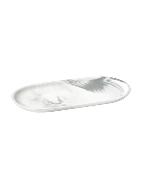 Vassoio decorativo effetto marmo Livana, Porcellana, Grigio, Larg. 30 x Alt. 2 cm