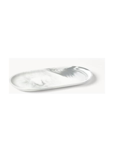 Vassoio decorativo effetto marmo Livana, Porcellana, Grigio, Larg. 30 x Alt. 2 cm