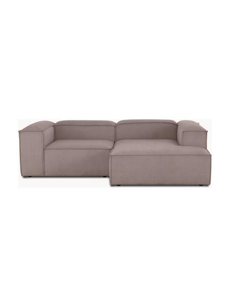 Modulaire hoekbank Lennon van corduroy, Bekleding: corduroy (92% polyester, , Frame: massief grenenhout FSC-ge, Poten: kunststof, Corduroy taupe, B 238 x D 180 cm, hoekdeel links