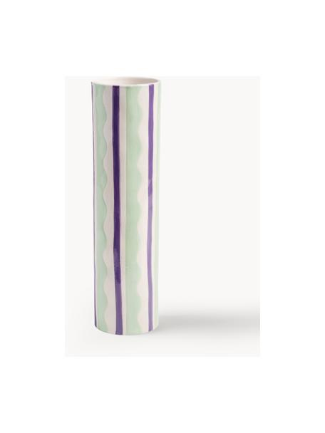 Vase en porcelaine fait main Clash, haut. 29 cm, Porcelaine, Vert sauge, lilas, blanc cassé, Ø 8 x haut. 29 cm