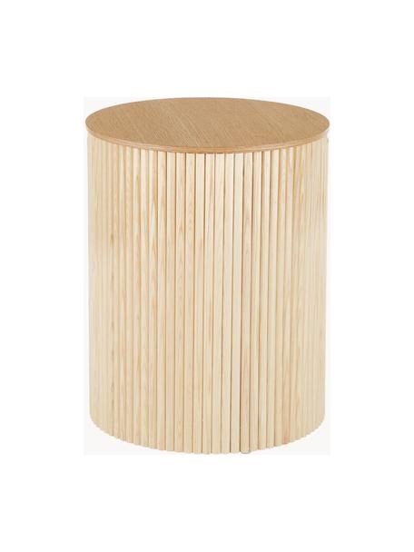 Table d'appoint avec rangement Nele, MDF (panneau en fibres de bois à densité moyenne) avec placage en frêne, Bois, Ø 40 x haut. 51 cm