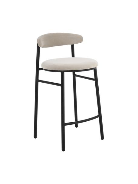 Sametová barová židle Doggi, Krémová, černá, Š 44 cm, V 84 cm
