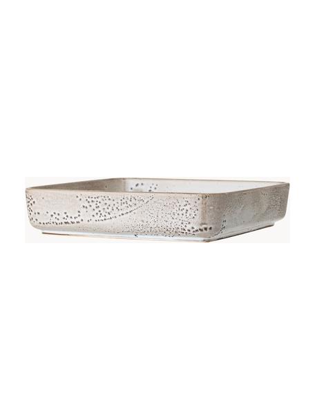 Ručně vyrobená servírovací miska s reaktivní glazurou Thea, Kamenina, Krémová, tečky, D 25 cm, Š 25 cm