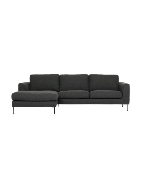 Sofa narożna z metalowymi nogami Cucita (3-osobowa), Tapicerka: tkanina (100% poliester) , Nogi: metal lakierowany, Antracytowy, S 262 x G 163 cm