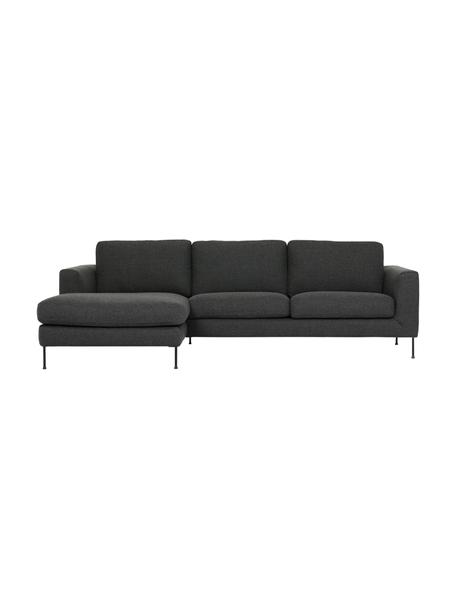 Divano angolare 3 posti con piedini in metallo Cucita, Rivestimento: tessuto (100% poliestere), Struttura: legno di pino massiccio, , Piedini: metallo verniciato, Tessuto antracite, Larg. 262 x Prof. 163 cm, chaise longue a sinistra