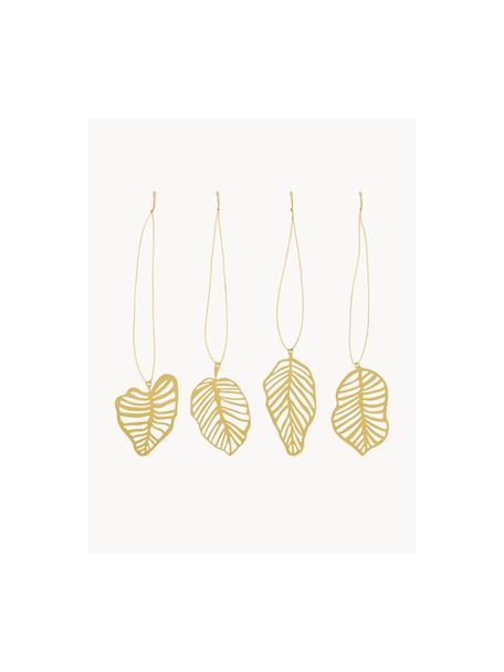 Set 4 addobbi albero di Natale Leaf, Acciaio inossidabile, ottonato, Dorato, Larg. 4 x Alt. 5 cm