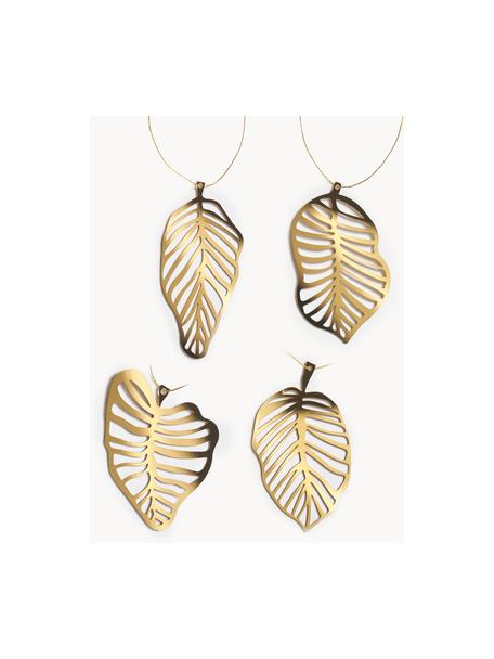 Baumanhänger-Set Leaf, 4-tlg., Edelstahl, vermessingt, Goldfarben, B 4 x H 5 cm