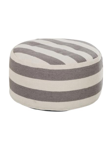 Puf artesanal Lani, Funda:  poliéster reciclado, Gris, blanco, Ø 65 x Al 30 cm