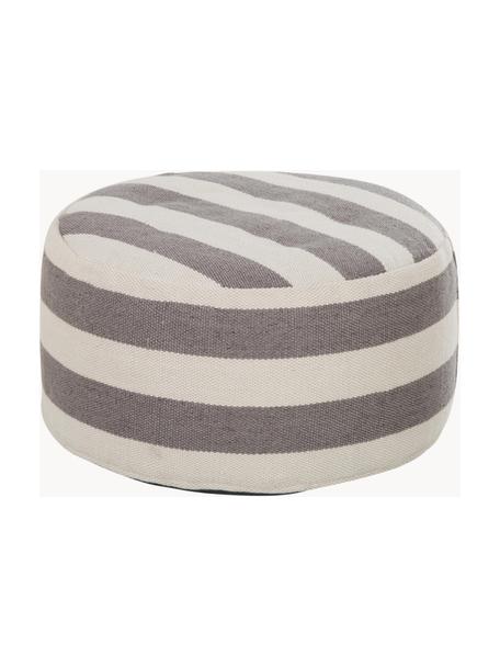 Gestreifter Pouf Lani, handgewebt, Bezug: 100% recyceltes Polyester, Cremeweiß, Taupe, ∅ 65 x H 30 cm