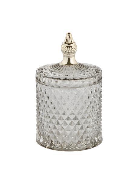 Boîte de rangement en verre Miya, Verre, Gris, couleur dorée, Ø 10 x haut. 18 cm