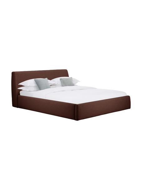 Polsterbett Cloud mit Stauraum, Bezug: Fein strukturierter Webst, Korpus: Massives Kiefernholz, FSC, Webstoff Dunkelrot, B 200 x L 200 cm