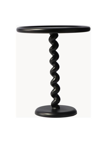 Okrúhly odkladací stolík Twister, Hliník ošetrený práškovým náterom, Čierna, Ø 46 x V 56 cm