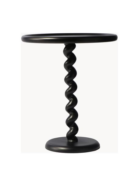Runder Beistelltisch Twister, Aluminium, pulverbeschichtet, Schwarz, Ø 46 x H 56 cm