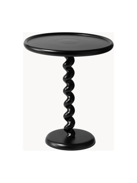 Runder Beistelltisch Twister, Aluminium, pulverbeschichtet, Schwarz, Ø 46 x H 56 cm