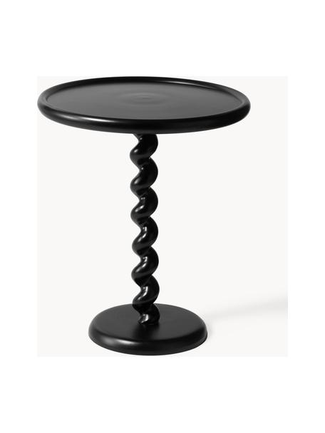 Tavolino rotondo Twister, Alluminio laccato a polvere, Nero, Ø 46 x Alt. 56 cm