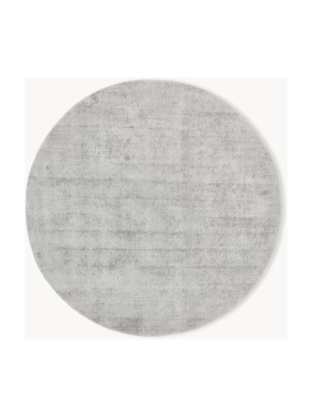 Alfombra redonda artesanal de viscosa Jane, Parte superior: 100% viscosa, Reverso: 100% algodón, Gris claro, Ø 115 cm (Tamaño S)