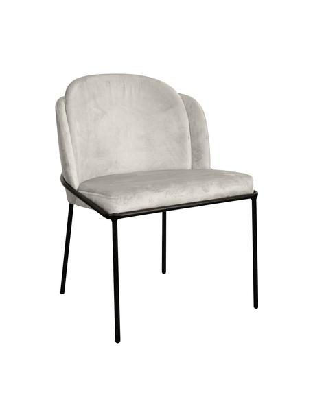 Krzesło tapicerowane z aksamitu Polly, Tapicerka: aksamit (100% poliester), Nogi: metal, Aksamitny szary, nogi: czarny, S 57 x G 55 cm