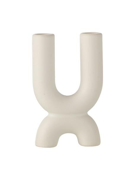 Keramik-Kerzenhalter Double, Keramik, Weiß, B 11 x H 18 cm