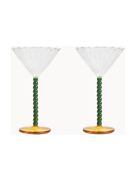 Sklenice na koktejly Perle, 2 ks, Sklo, Transparentní, tmavě zelená, oranžová, Ø 17 cm, V 10 cm, 150 l