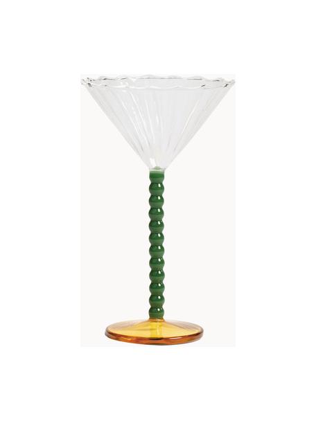 Copas martini de vidrio borosilicato Perle, 2 uds., Vidrio de borosilicato, Transparente, verde oscuro, naranja, Ø 17 x Al 10 cm, 150 ml