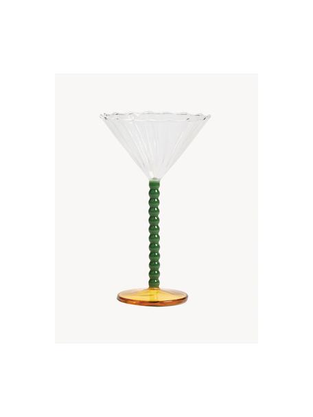 Cocktailglazen Perle uit borosilicaatglas, 2 stuks, Borosilicaatglas, Transparant, donkergroen, oranje, Ø 17 x H 10 cm, 150 ml