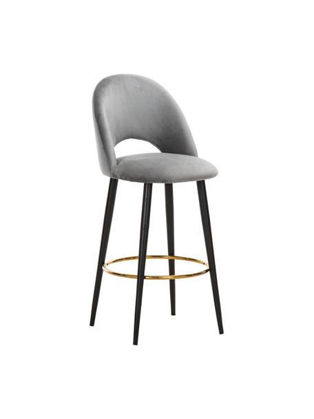 Krzesło barowe z aksamitu Rachel, Tapicerka: aksamit (wysokiej jakości, Nogi: metal malowany proszkowo, Aksamitny szary, S 48 x W 110 cm