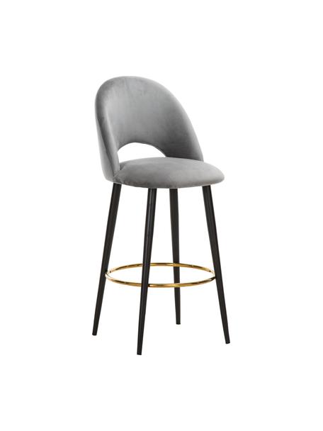 Sametová barová židle Rachel, Šedá, Š 48 cm, V 110 cm