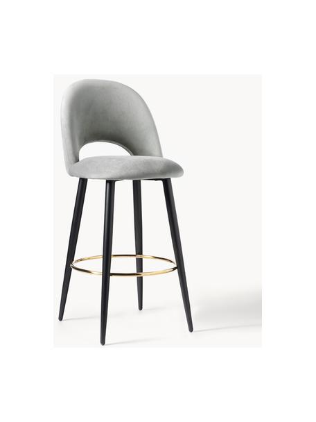 Sametová barová židle Rachel, Světle šedá, Š 48 cm, V 110 cm