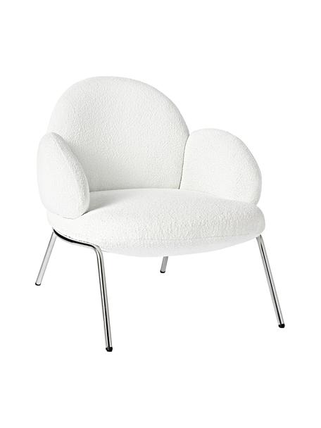 Buklé kreslo s kovovými nohami Luan, Buklé, biela, Š 76 x H 79 cm