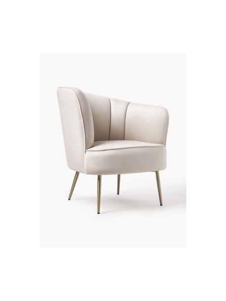 Fauteuil cocktail en velours Louise, Velours blanc crème, pieds dorés, larg. 76 x prof. 75 cm