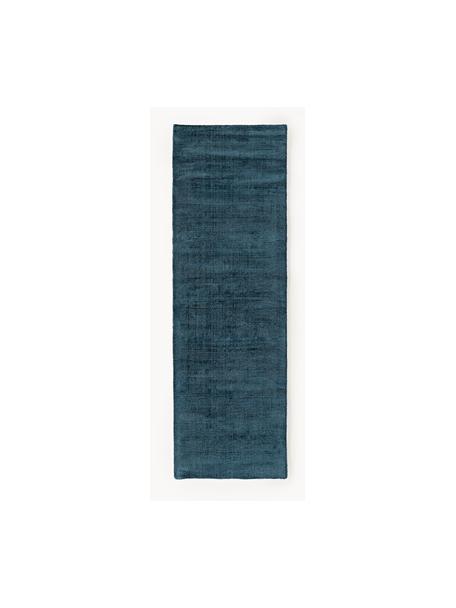 Ručne tkaný behúň z viskózy Jane, Tmavomodrá, Š 80 x D 250 cm