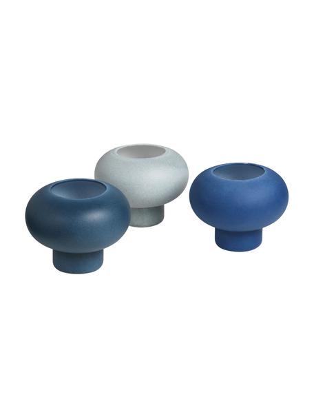 Bougeoir porcelaine Agate, 3 élém., Porcelaine, Tons bleus, Ø 9 x haut. 7 cm