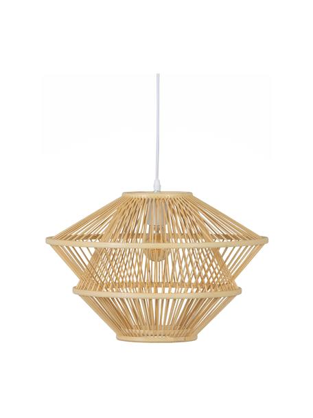 Bamboe hanglamp Bamboo, Lamp: helder hout, Baldakijn: gecoat metaal, Bamboe, Ø 46 x H 31 cm