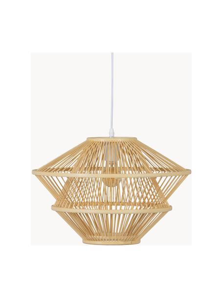 Lámpara de techo de bambú Bamboo, Lámpara: madera clara, Anclaje: metal recubierto, Cable: cubierto en tela, Marrón claro, Ø 46 x Al 31 cm