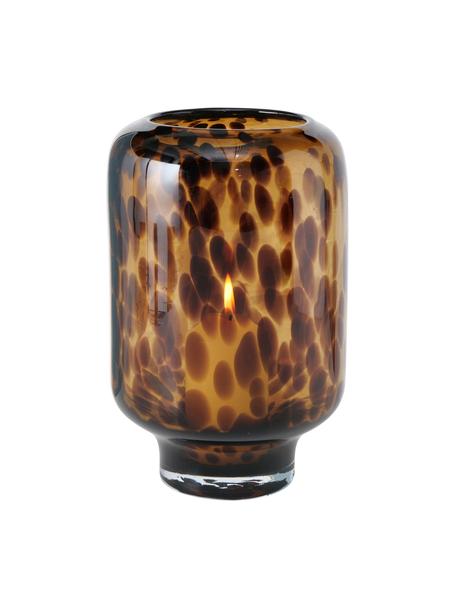 Portacandela in vetro Leopard, Vetro colorato, Tonalità marrone, Ø 14 x Alt. 22 cm