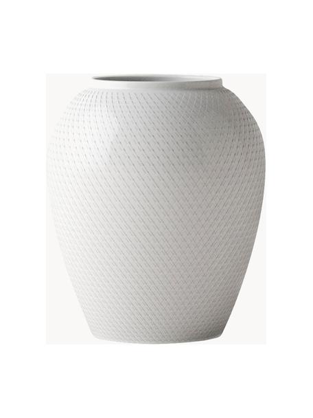 Vase en porcelaine artisanal Rhombe, haut. 25 cm, Porcelaine, Blanc, Ø 22 x haut. 25 cm