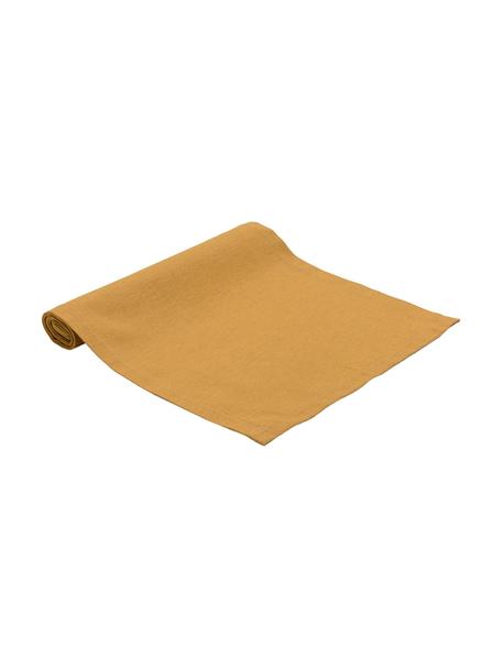 Tafelloper Riva van katoenmix, Weeftechniek: jacquard Het materiaal da, Mosterdgeel, B 40 x L 150 cm