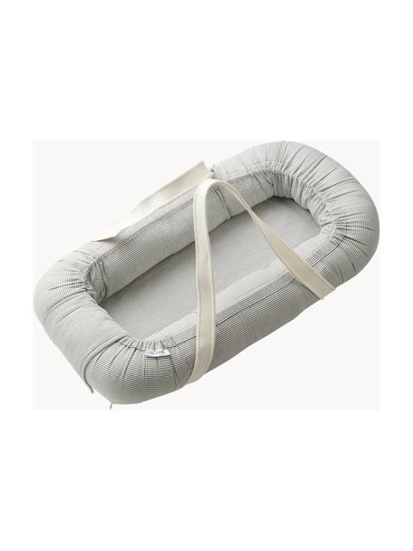 Přenosné hnízdečko z bavlny Gro, Šedá, bílá, pruhovaný, Š 45 cm, D 84 cm