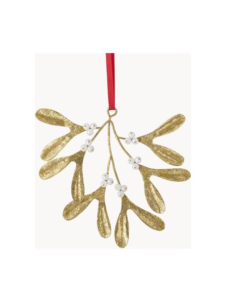 Deko-Mistel Hatun mit Perlen, Eisen, beschichtet, Goldfarben, B 13 x H 12 cm