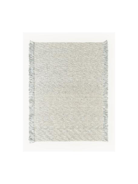 Tapis tissé à plat avec franges Bunko, 86 % polyester recyclé, 14 % coton, Vert sauge, chiné, larg. 80 x long. 150 cm (taille XS)
